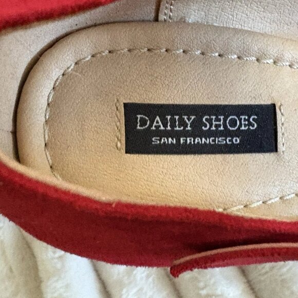 Daily Round Toe Red Dress Pumps 4" High Heels Christmas Party Office Shoes 8.5 - Picture 3 of 6